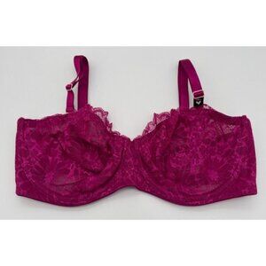 Victoria's Secret Unlined Strapless Bra Fuchsia Pink Lace Underwire Size 38D NWT